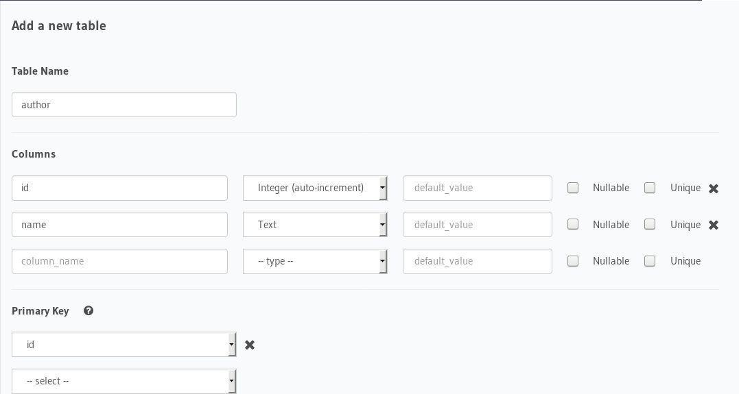 Create author table