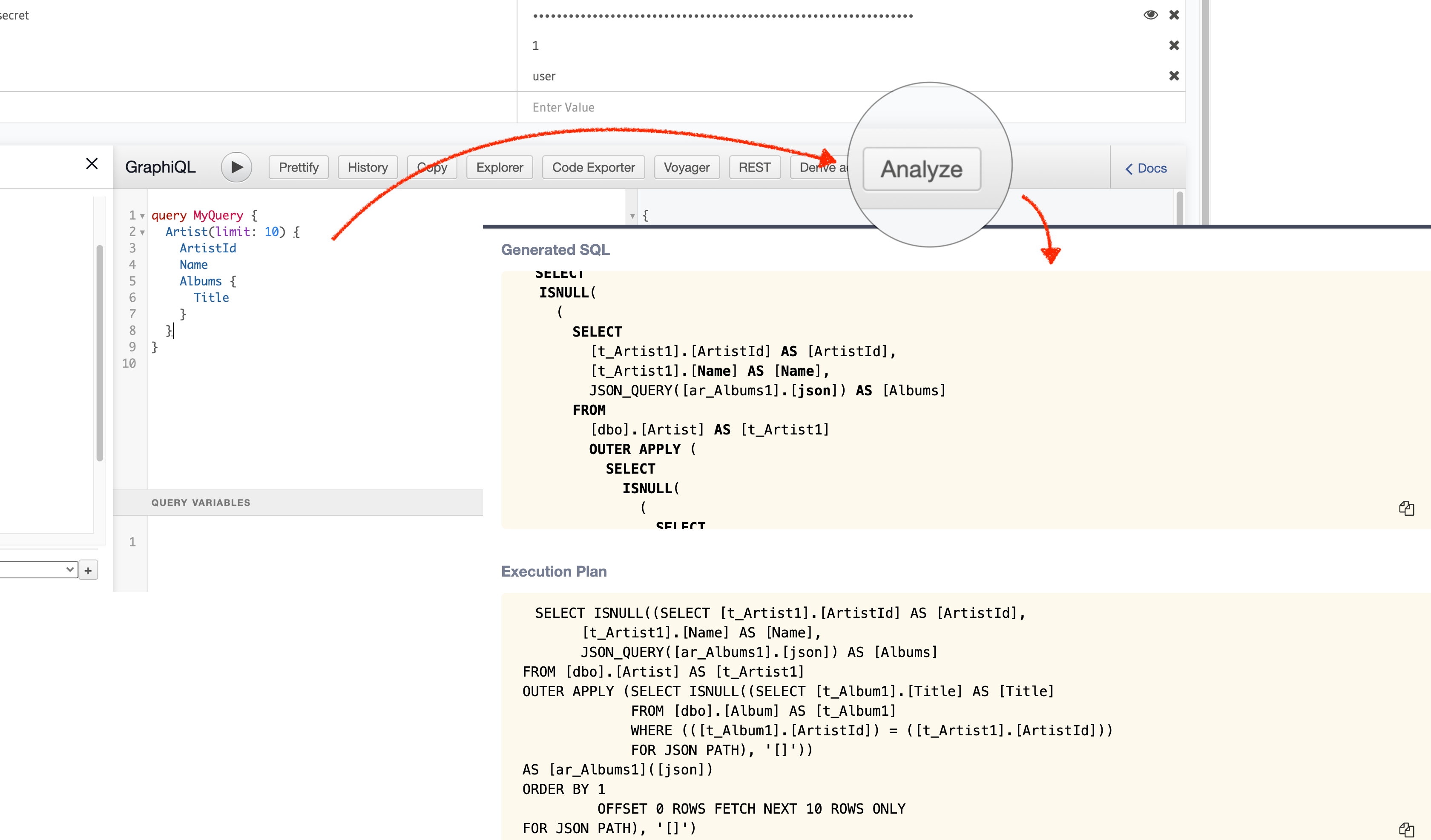 View Raw SQL generated from a GraphQL query using EXPLAIN