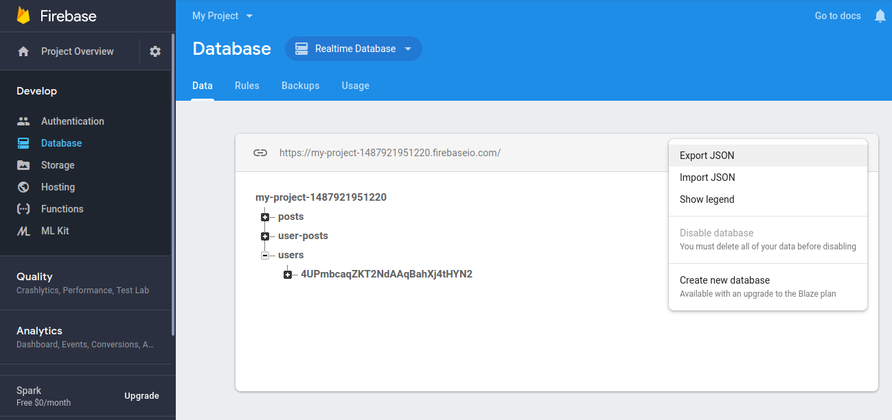 firebase-export