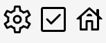 Settings, checkbox, and house icons in Rounded style