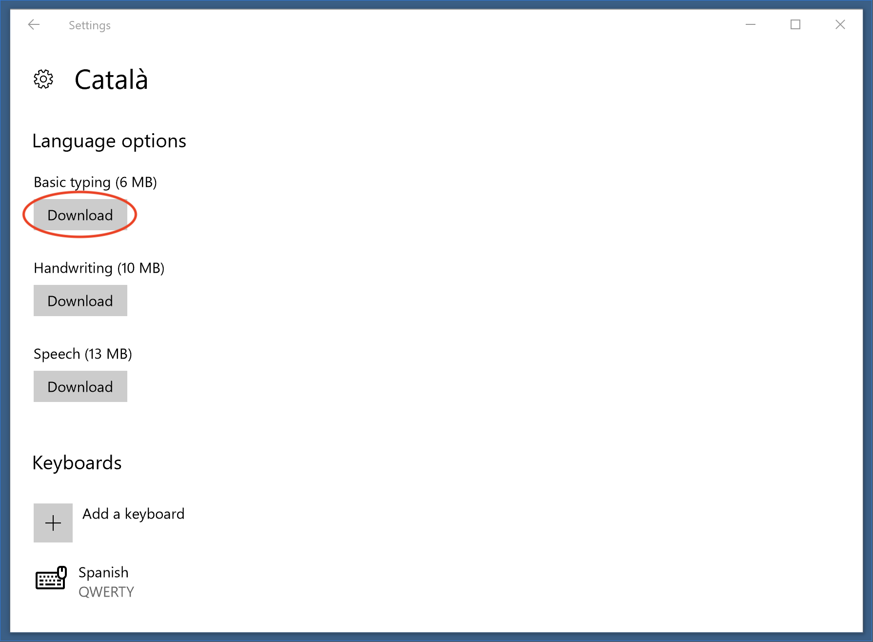 Download the "Basic Typing" language option