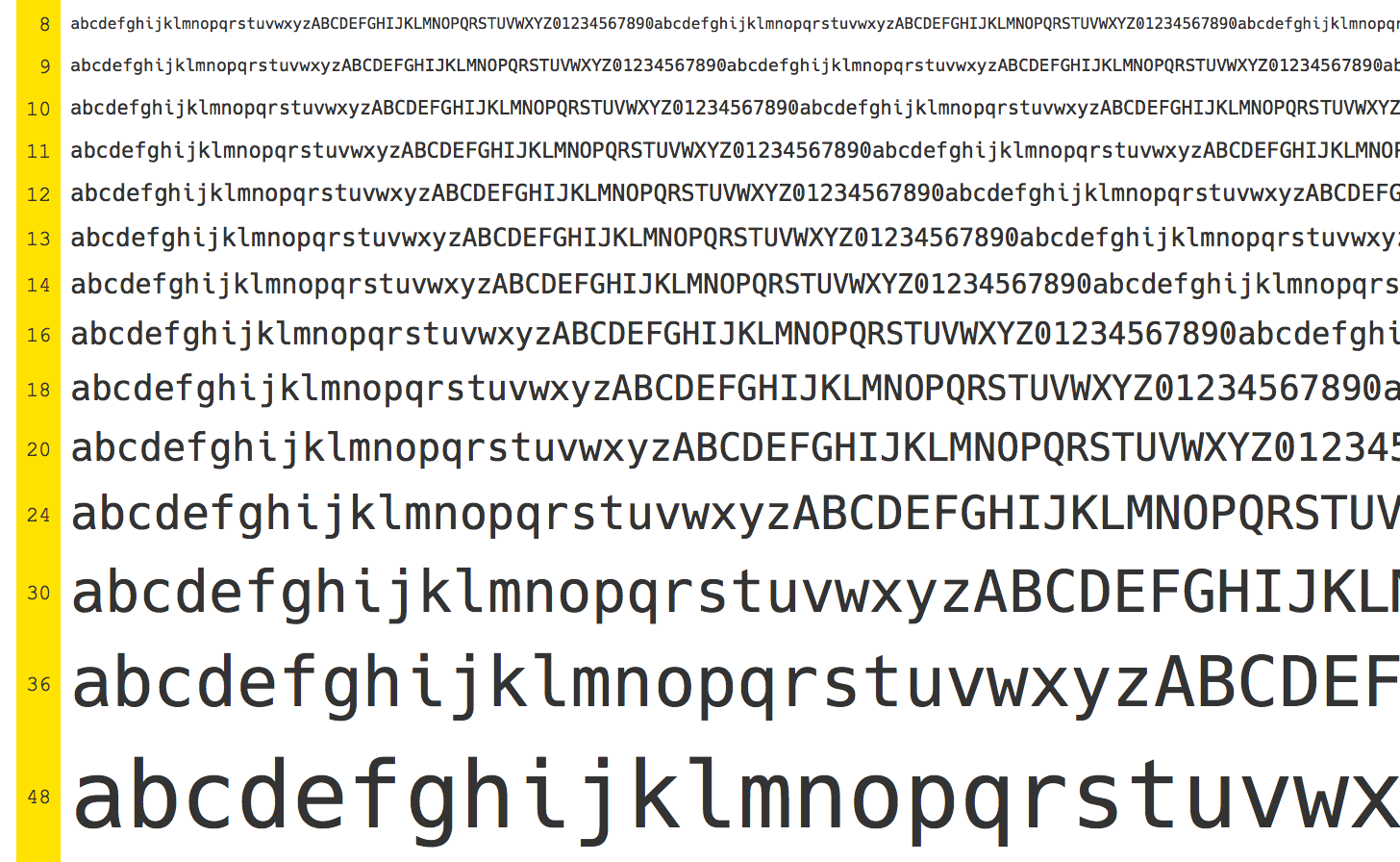 Hack font specimen